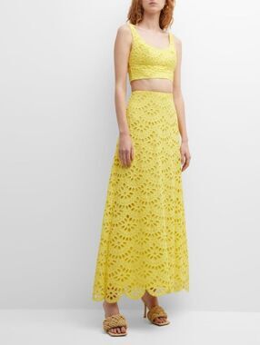 Figue Evangeline Cotton Eyelet Embroidered Scoop Neck Sleeveless Crop Top Tank 8
